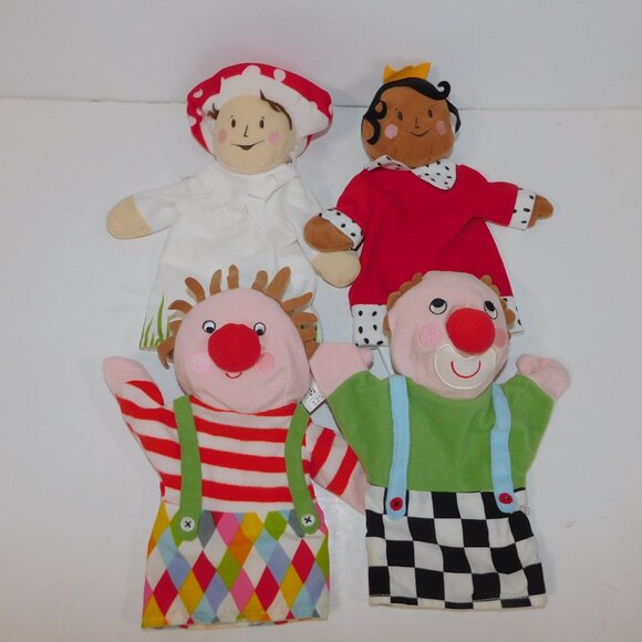 Set of 4 Ikea Hand Puppets Mushroom Elf Clown Queen - Picture 1 of 5